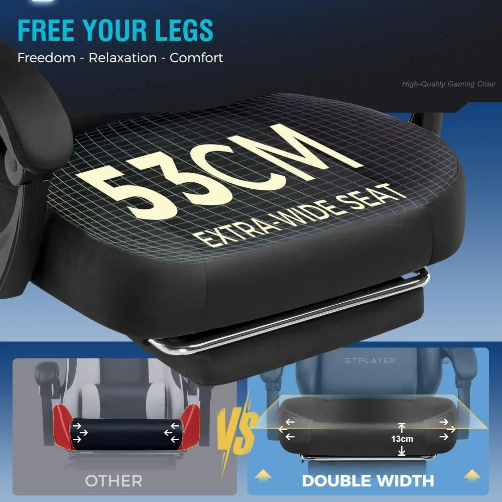 Ergonomic High-Back Gaming Chair with Pocket Spring Cushion and Footrest for Adults, Lumbar Support Included