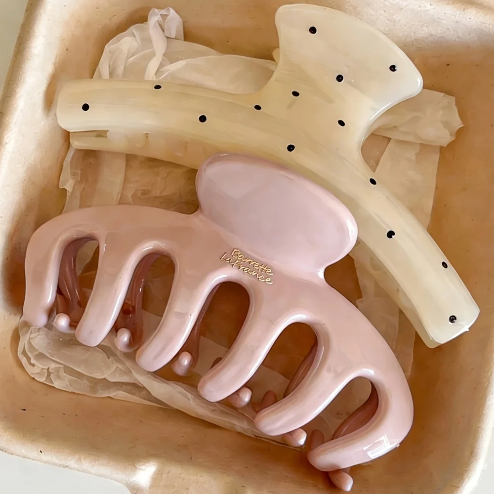 

Набор из 5 заколок для волос в случайном стиле: заколки в горошек, однотонные заколки, элегантные и простые заколки-крабики в горошек, большие заколки для женщин, заколки для затылка, заколки-крабики премиум-класса, аксессуары для волос в стиле lazy style