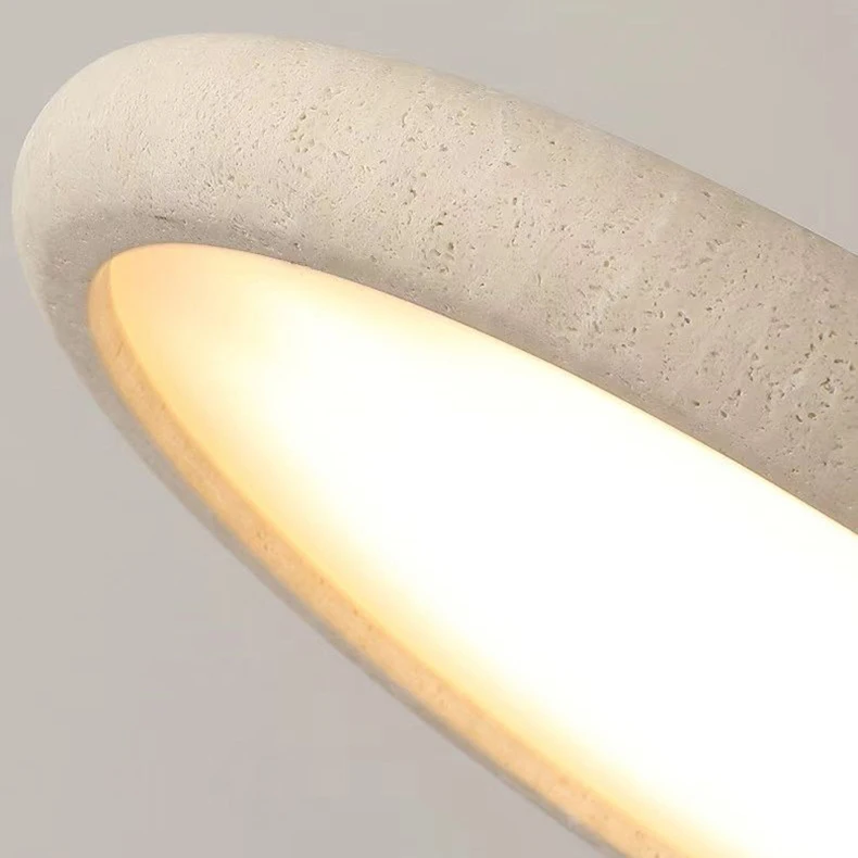 Dark Wood LED Ceiling Light Natural Stone Dimmable