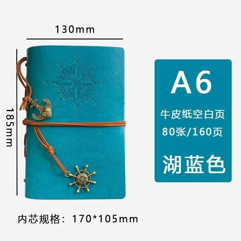 A6 Writing Journal Spiral Notebook Diary Notepad Vintage Nautical Pirate Anchors PU Leather Retro Pendants Note Book Sketchbook