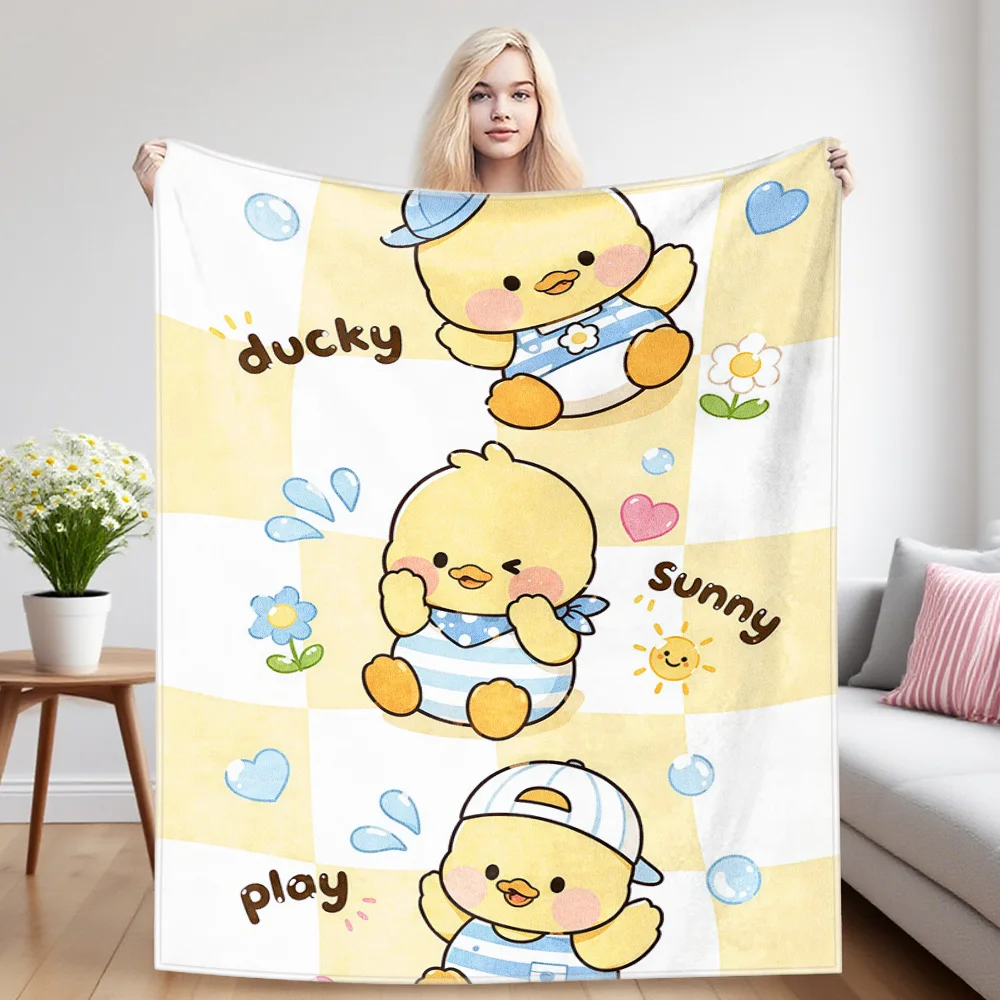 Sunny Duck Nap Blanket,Flannel Blanket,Suitable For Sofas,Beds,Cars,Rooms,Offices,Camping,Exquisite Gift Blankets
