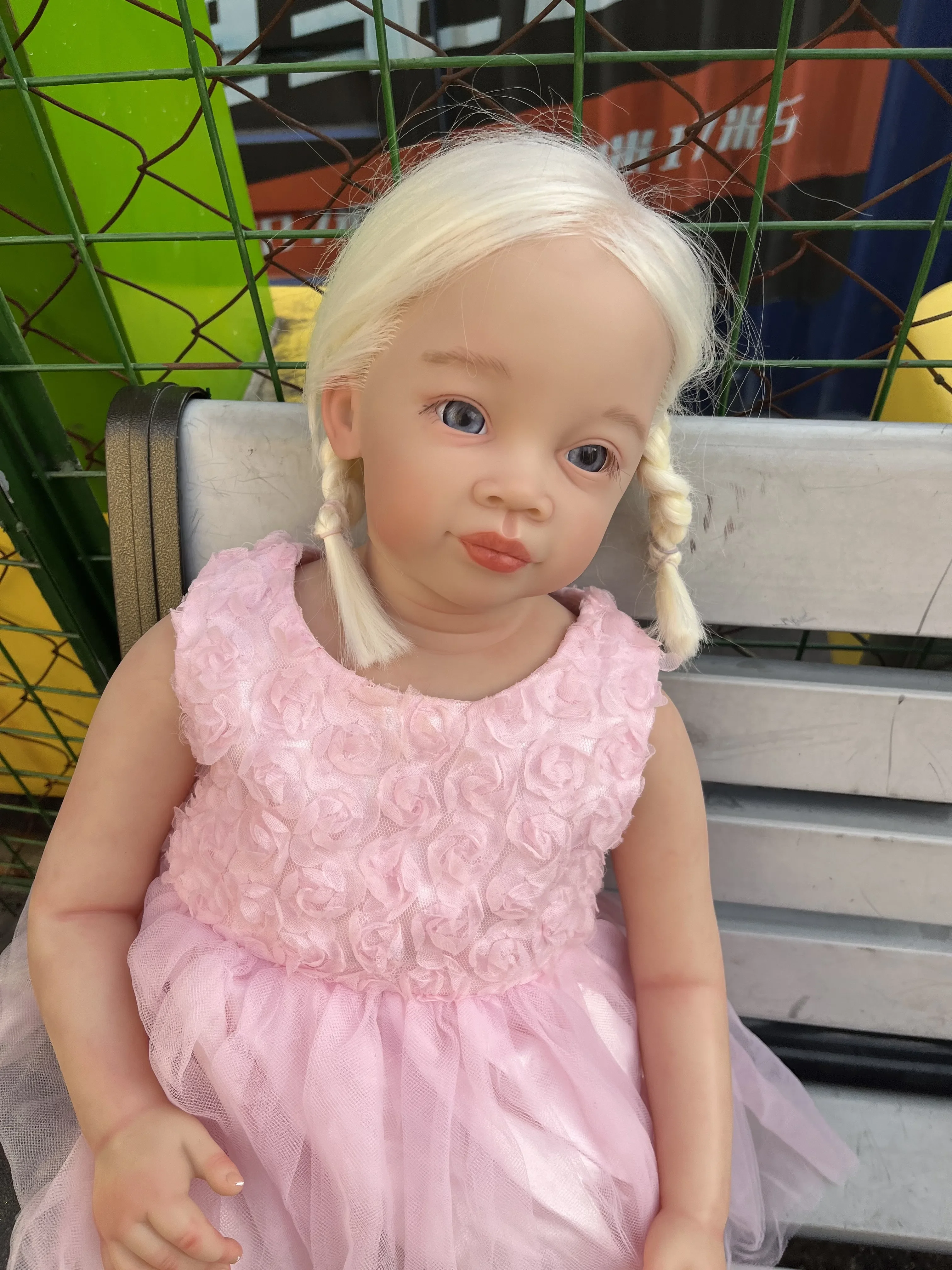 SINO-BB Customized Limited Supply 32inch Reborn Baby Meili With Hand-Rooted White Hair Already Finished Doll Real Photosl