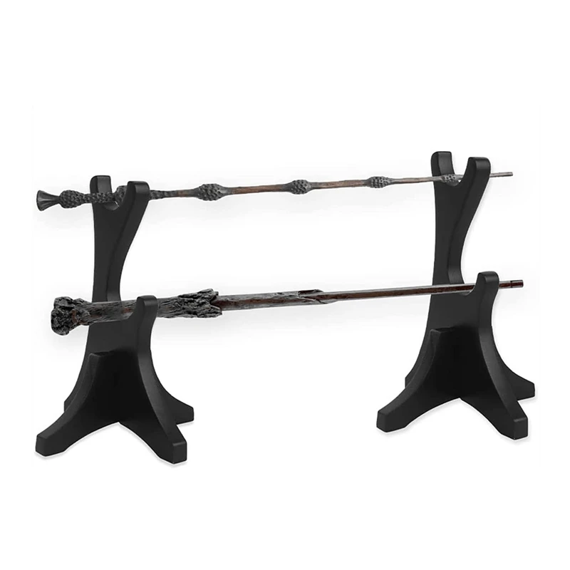 Two Tiers Wand Display Stand,Wizard Wand Display Stand,Wooden Magic Wands Holder 2 Tiered Stand Rack For Collection