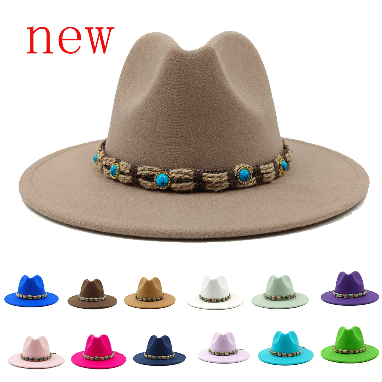 Fedora New Sapphire Straw Accessories Men's and Women's Jazz Hat Church Hat Wholesale gorras para hombres