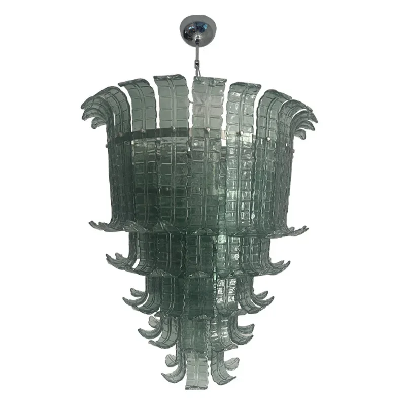

Green medieval high-end living room villa high-end hotel lobby project transparent glass chandelier