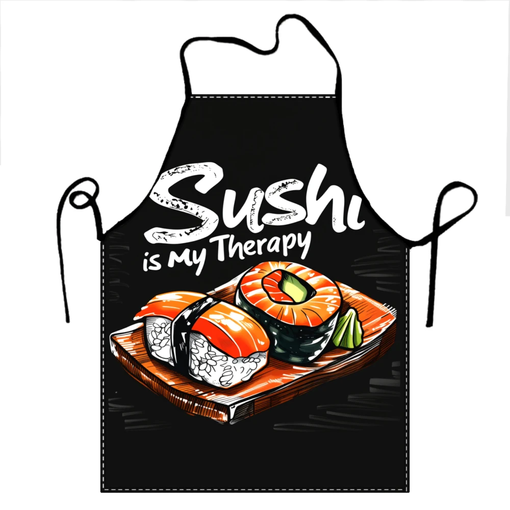 Schürze mit Aufschrift „Sushi ist meine Therapie“ zum Kochen und Backen mit Sushi-Design und lustigem Zitat für Essensliebhaber und Köche