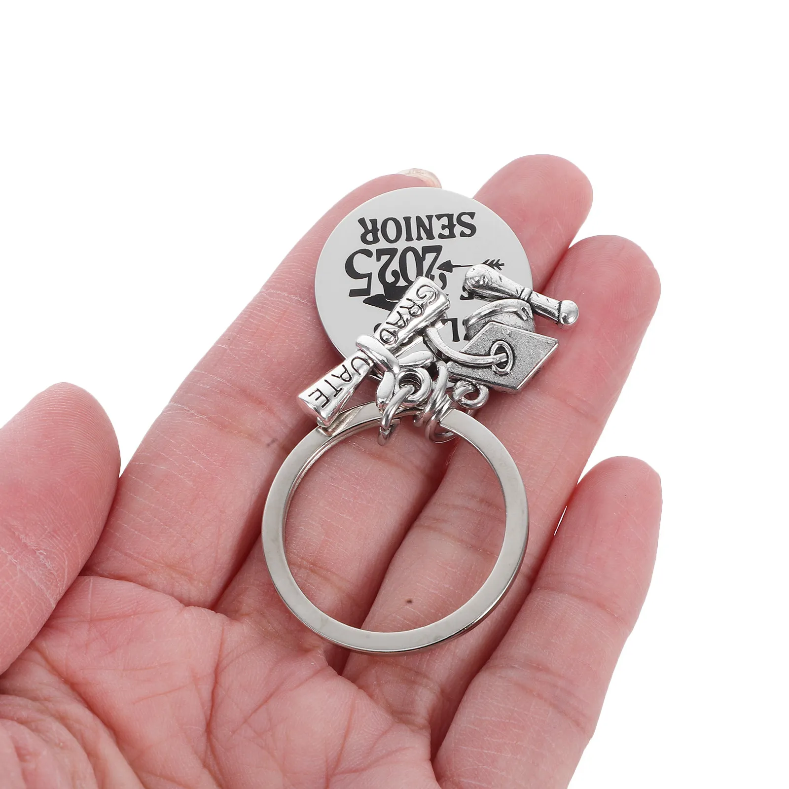 2025 Graduation Keychain Stainless Steel Diploma Cap Key Ring for High School & College Graduates
