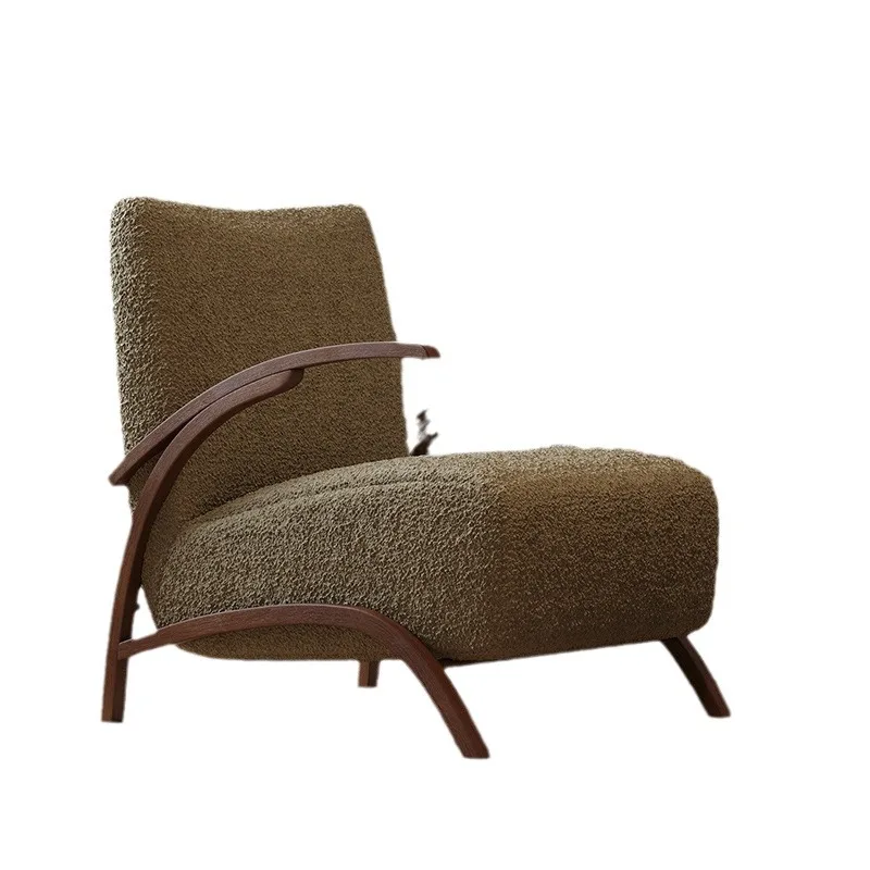 

Wabi Stillwind Antique Single Chair Creative French Retro Cream Wind Teddy Velvet Leisure Chair Living Room Single Sofa