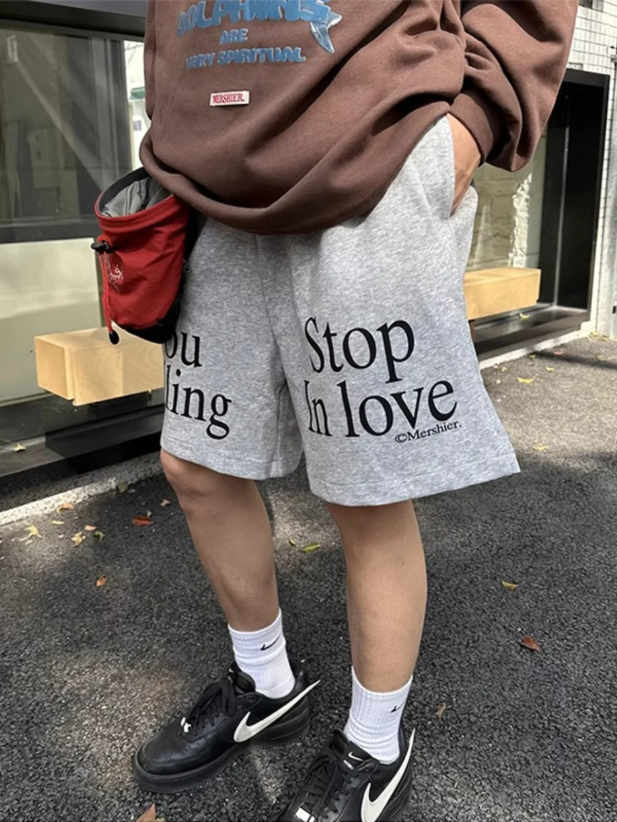 

plus Size 300 Pou American Retro Casual Sports Letter Print orts Men Women Slimming Wide Leg Trendy Brand Five-Quarter P...