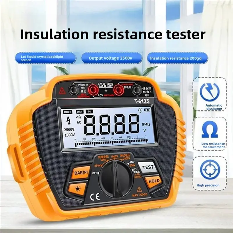 حار SV-T6125 2500 فولت 200GΩ عالية الدقة جهاز اختبار مقاومة العزل الكهربائية الرقمية Megohmmeter العزل متر #2