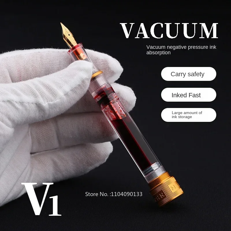 MAJOHN V1 Transparent Demonstration Negative Pressure Inking Pen Gold Plated Pointed Male Female Same Style Daily Gift Pen