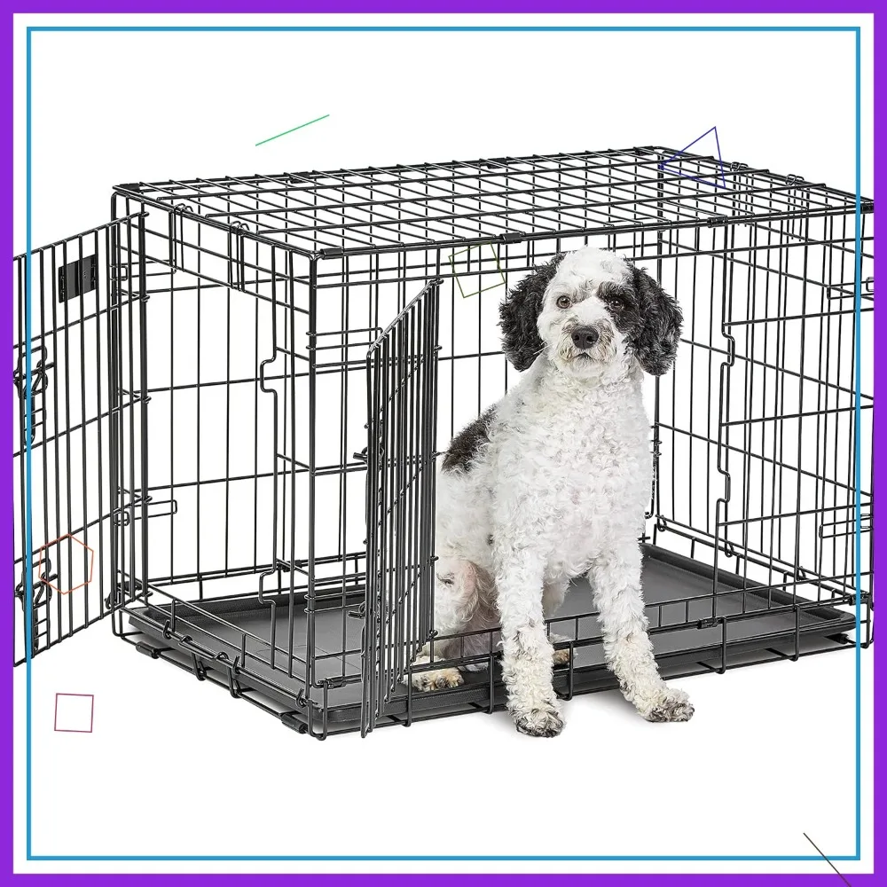 

Средний ящик для собак с двойными дверцами, герметичная кастрюля, перегородка — складная конструкция для удобного хранения и путешествий