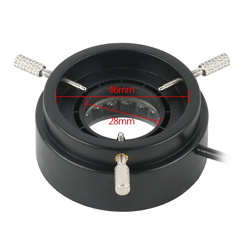 Imagem -05 - Miniscópio Ring Light para Câmera de Microscópio Lâmpada Ajustável Iluminação M28 Rosca Interface Connect 130x Lens 40 Led