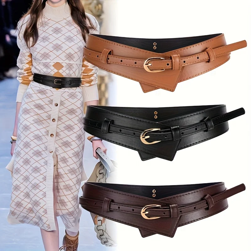 Cinturón informal para mujer, cinturón retro de diseño ancho y moderno, adecuado para viajes diarios, compras y regalos.