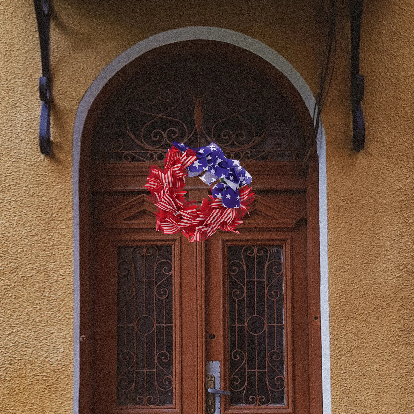 

Patriotic Wreath Cloth Star Design Independence Day Party Hanging Ornament Front Door Decorative Garland American Independence