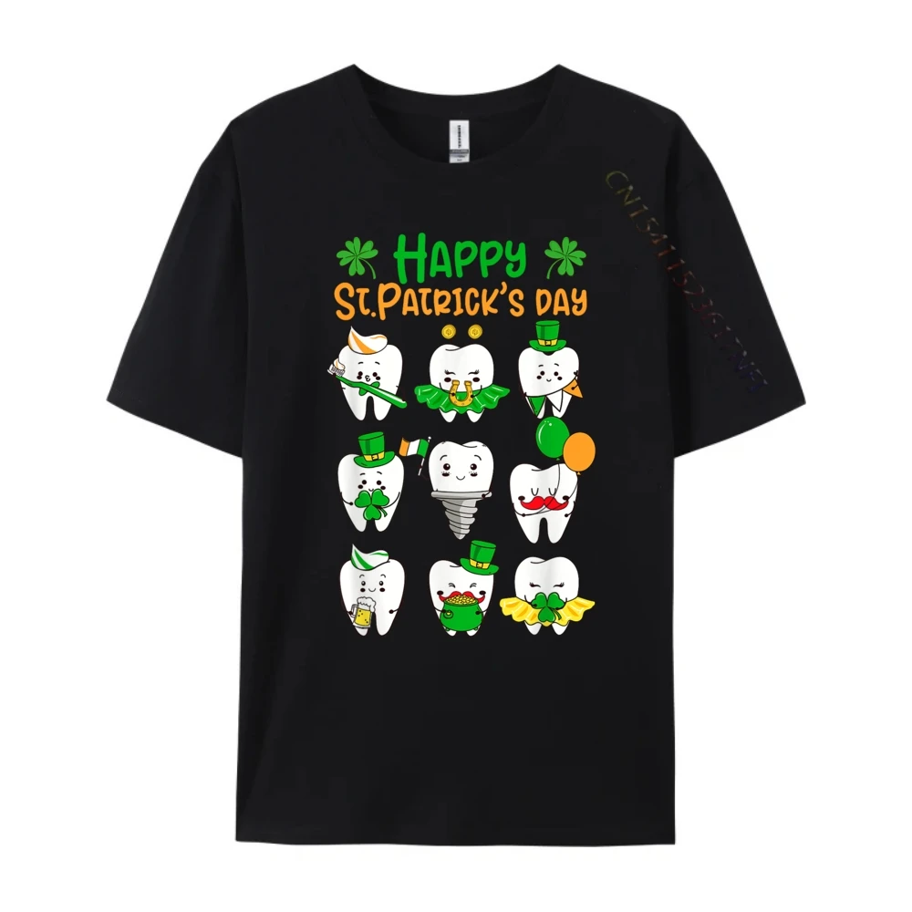 

Happy St Patrick Day Dental Saint Paddys Teeth Irish Dentist Mens Designer T Shirt Cotton Graphic Tees Men Clothing