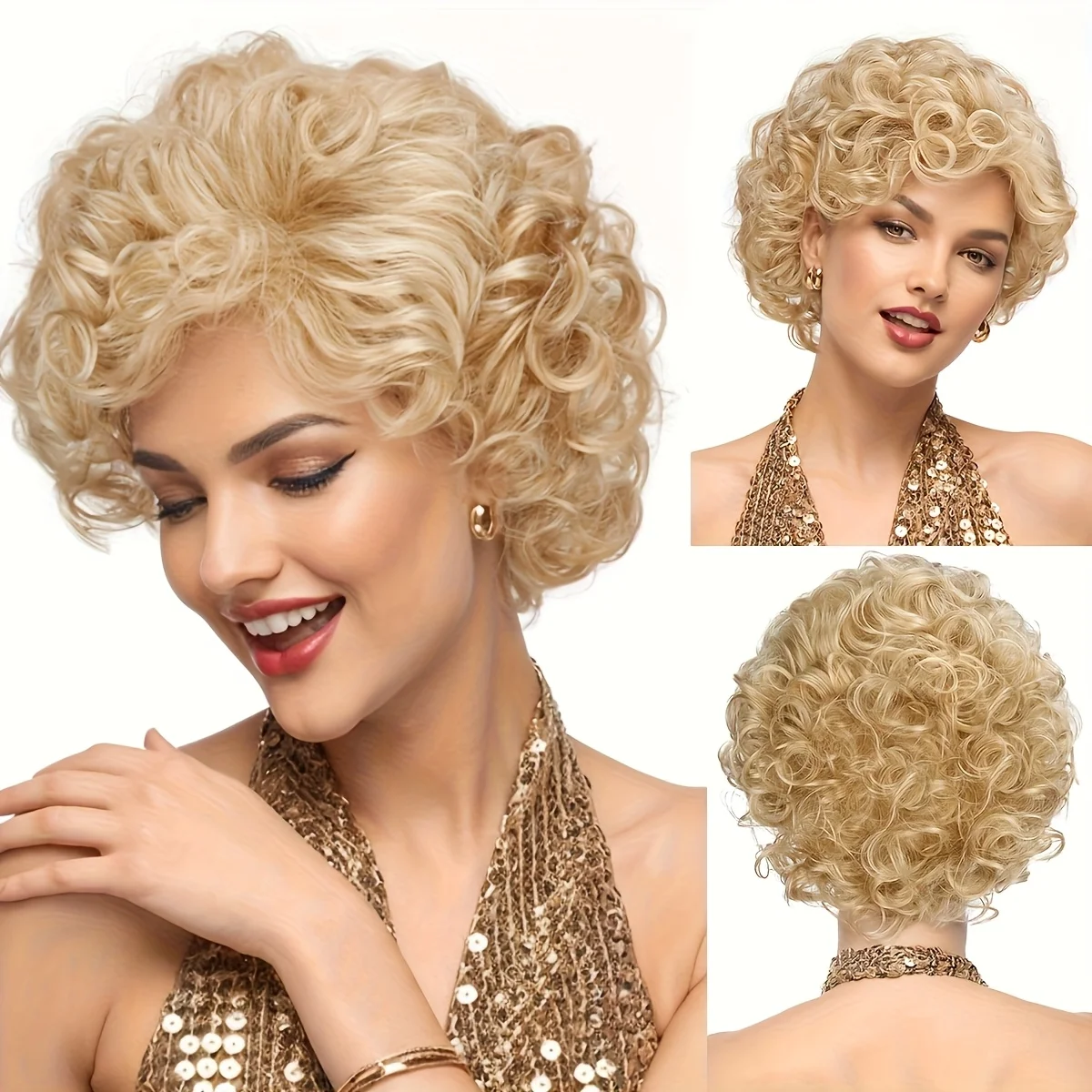 Silver Gray Short Pixie Synthetic Wig Women Natural Layered Hair Heat Resistant Wig Daily Halloween Christmas Party Costume Wigs
