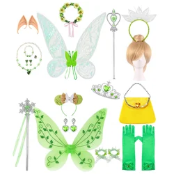 Tiana Accessories Girls Tinker Bell Headband Crown Wand Gloves Necklace Bracelet Earrings Princess Wing Sets For Kids Birthday