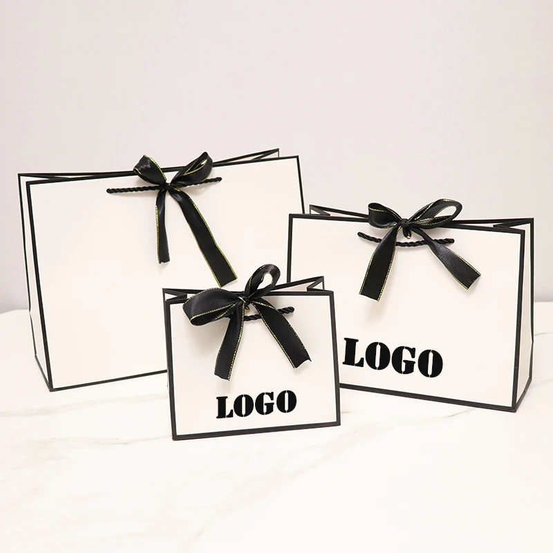 10 Pcs Personization Your picture text brand logo paper bags for small business package bags gifts clothing wig package bags