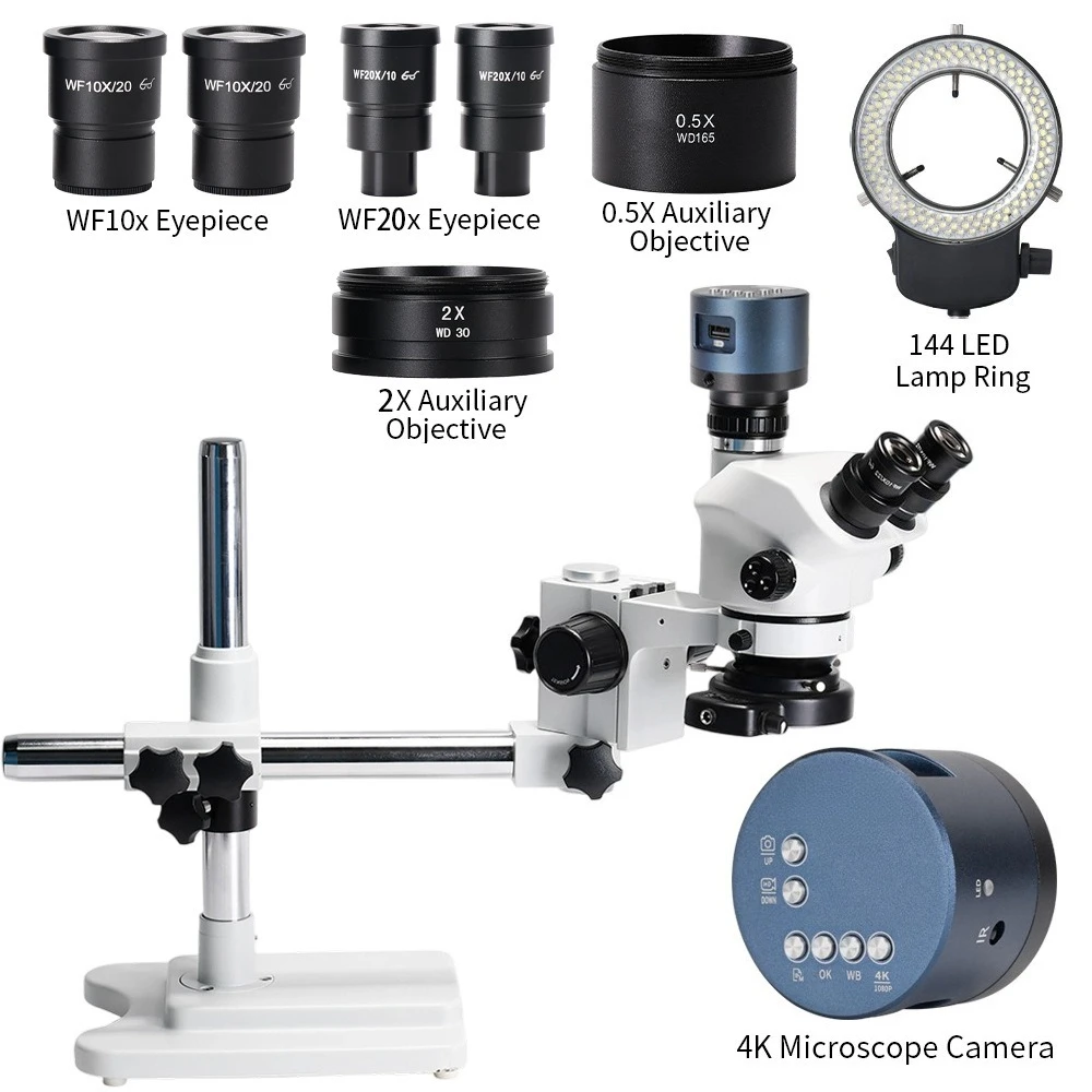 True 4K trinocular microscope single arm universal continuous zoom mobile phone repair magnifying glass 3.5-200 times