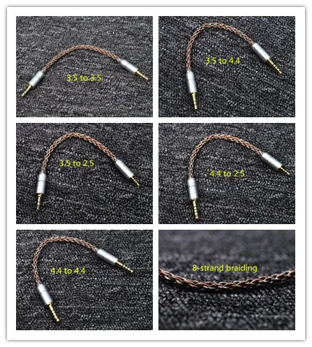 8 코어 구리 은색 혼합 녹음 케이블 4.4to4.4 4.4to3.5 4.4to2.5 3.5to3.5 헤드폰 업그레이드 케이블