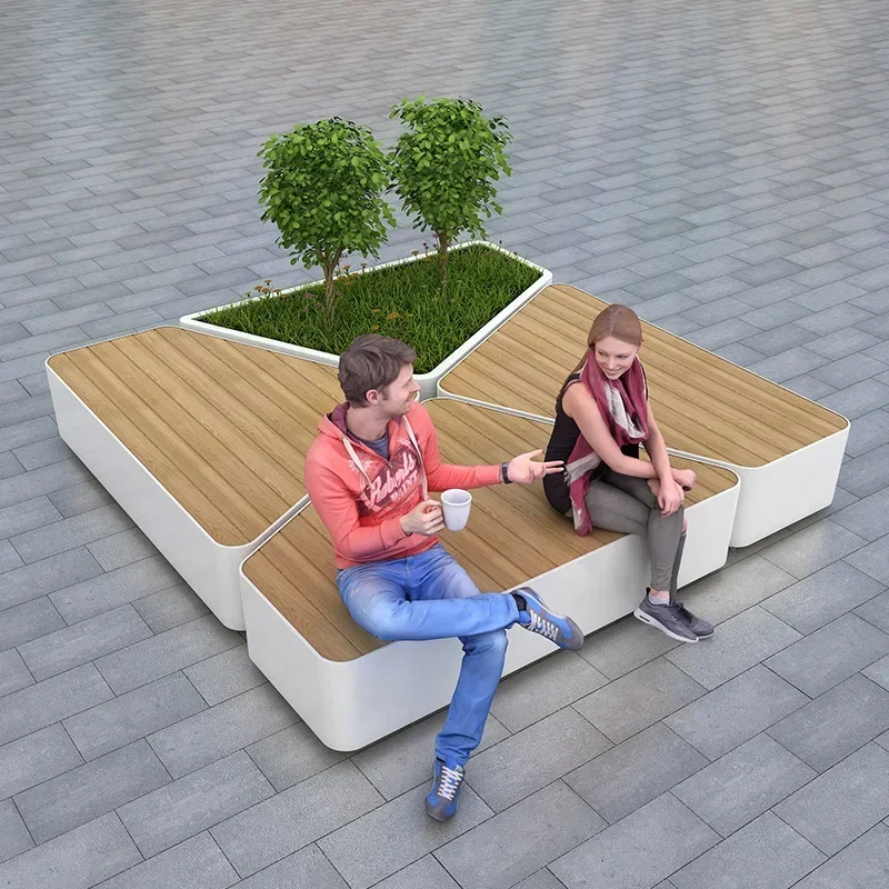 Polygonal combination outdoor seat, stainless steel seat