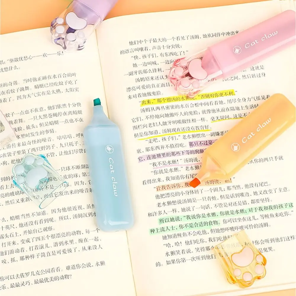 New Plastic Cat Claw Color Highlighters Stationery Gift Drawing Art Markers School Supplies Fluorescent Pen Student