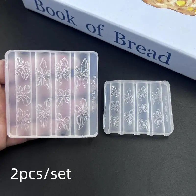 2PCS Clear Lily Nail Silicone Mold 3D Crystal Ice Flower Design for DIY Gel Nail Resin Craft Manicure Gift for Girls