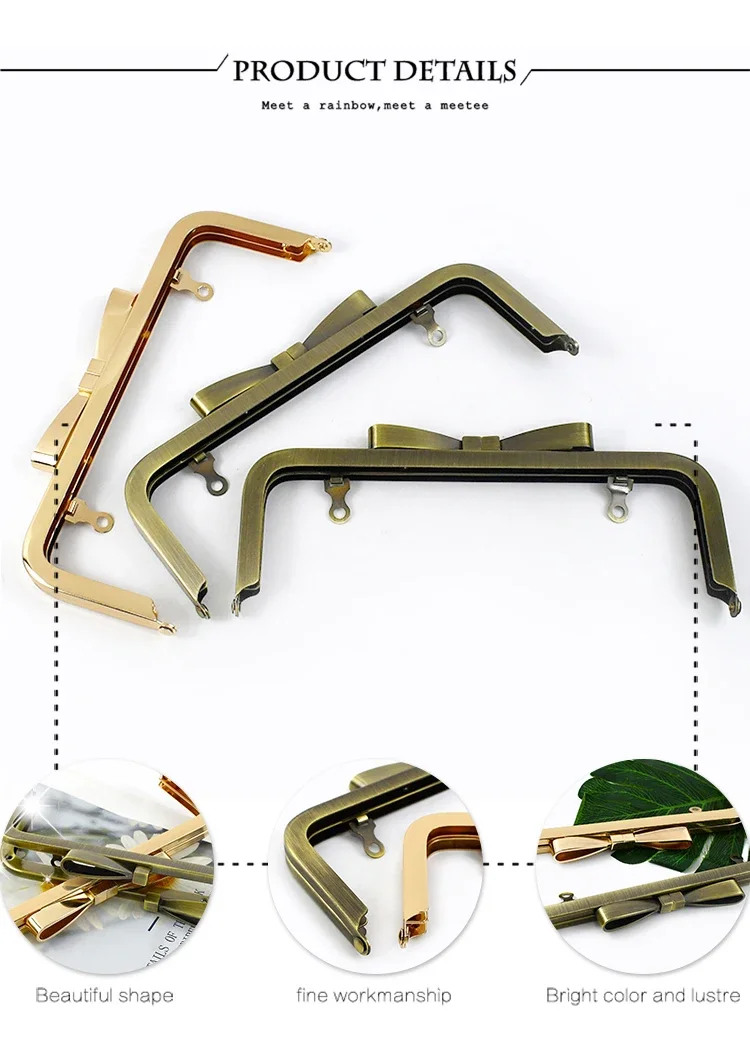 1-5Pcs Deepeel 20cm Metal Bag Handle Square Purse Frame Smooth Kiss Clasp with Screw Handbag Sewing Bracket Bags Accessories