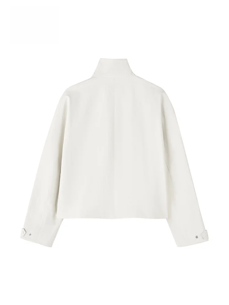 GOFAR レディース ショートスタンドカラーレザージャケット 春秋万能 おしゃれ アウター フックドローイング 40272