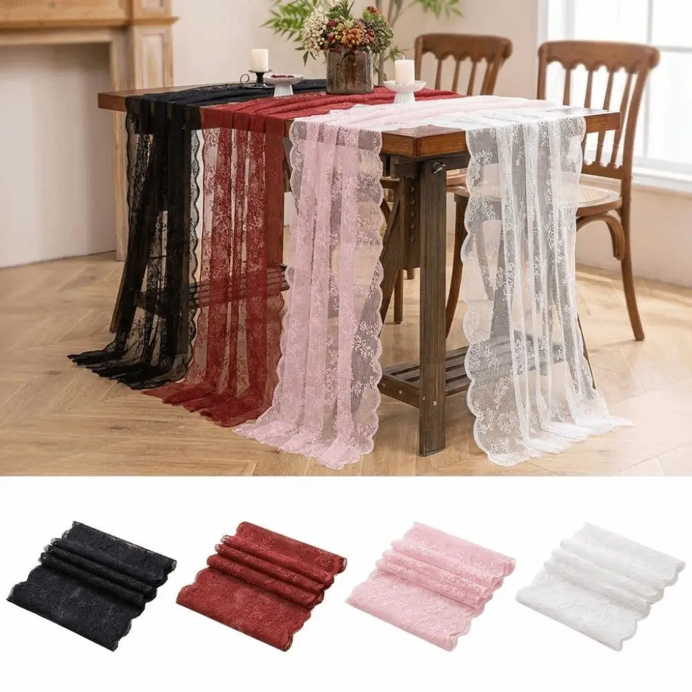Durable Lace Fabric Lace Table Runner Floral Pattern Boho Table Cover Lace Tablecloth Coffee Table Tv Stand