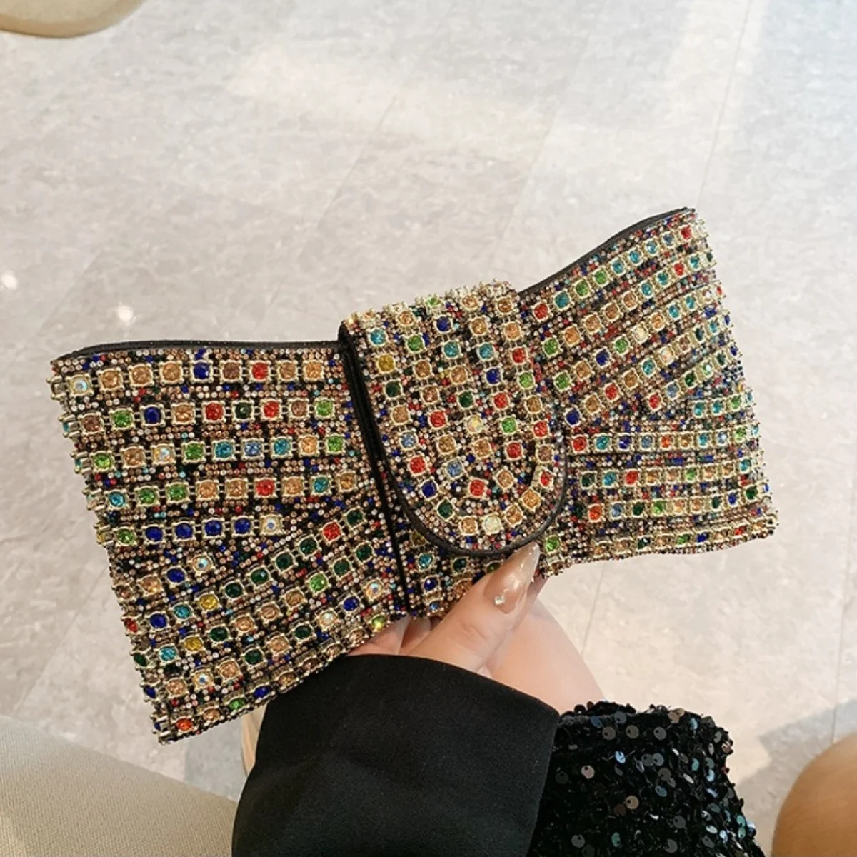 

JIOMAY 2025 New Women's Color Evening Clutch Bag With Full Diamond,Luxury Crystal Shoulder And Crossbody Bag,Socialite Party Bag