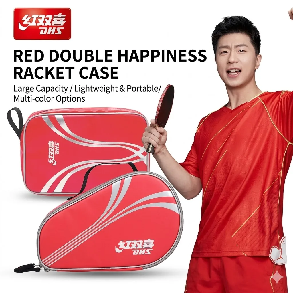 100 % Original DHS RC530 Tischtennisschlägertasche, großes Fassungsvermögen, wasserdicht, Schutzhülle für Tischtennisschläger für 2 Schläger
