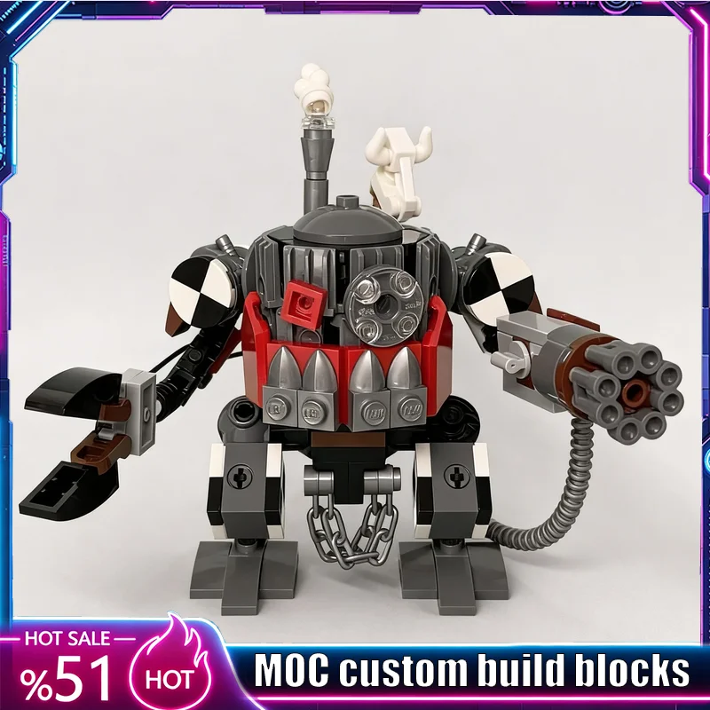 196PCS Combat Robot Mech Figure MOC Model Custom Puzzle Technical DIY Creative Assembly Educational Toy Collection Popular Gifts