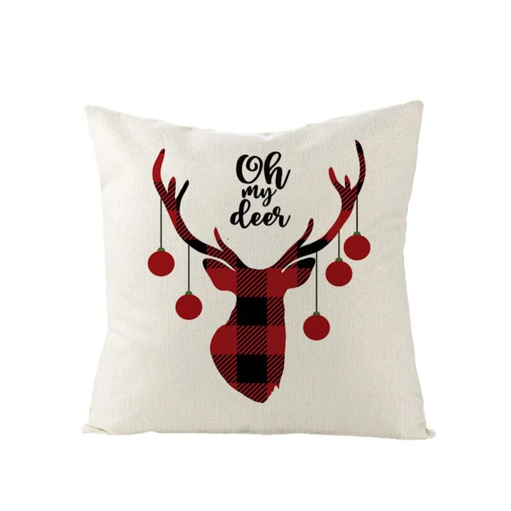 CIFBUY Christmas Cotton Linen Cushion Cover 45x45cm Decorative Throw Pillow Case for Sofa Home Decor