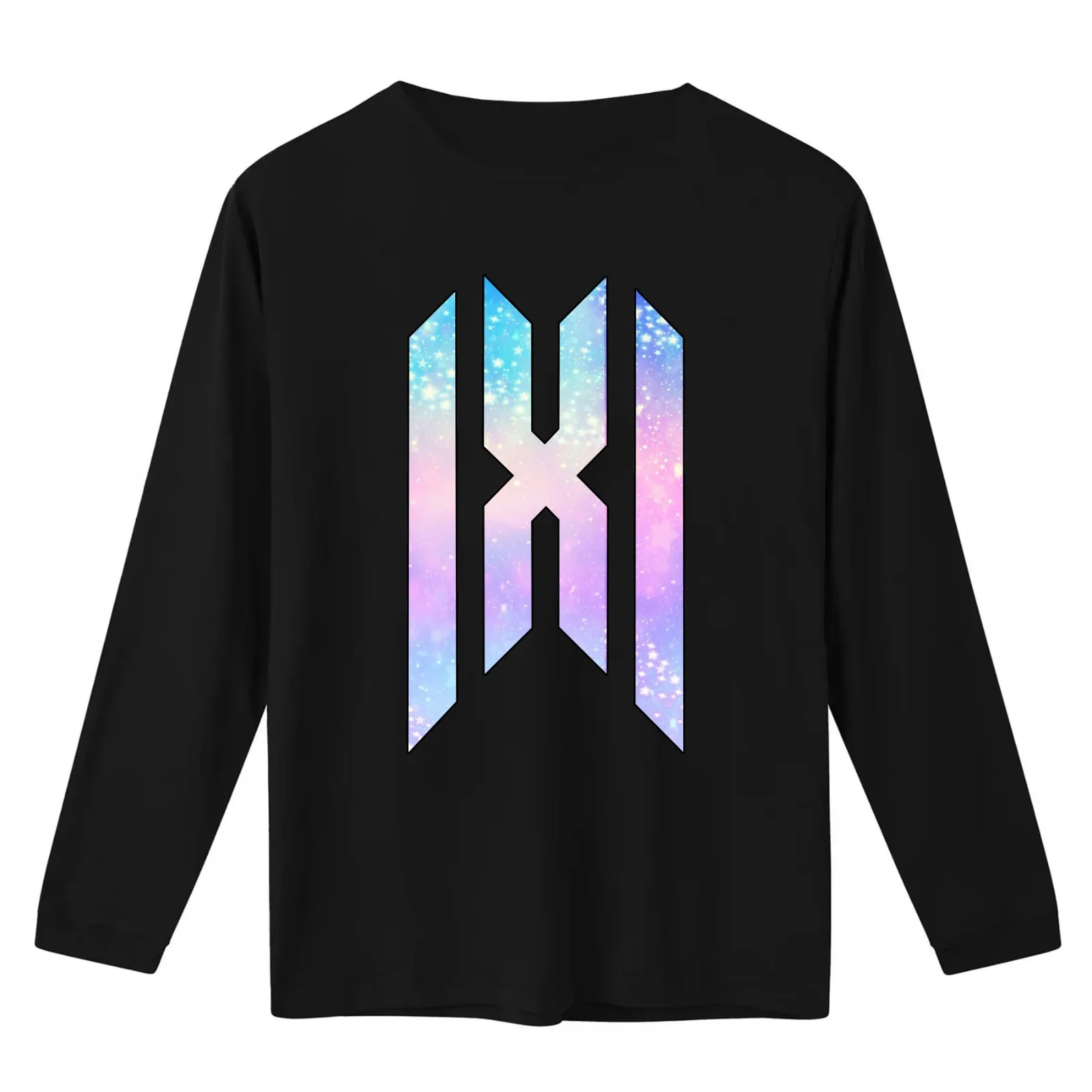 Monsta X Logo (Pastel Galaxy) T-Shirt Summer Casual Cotton Tee Oversized Streetwear Tops Vintage Graphic Print 100% Cotton