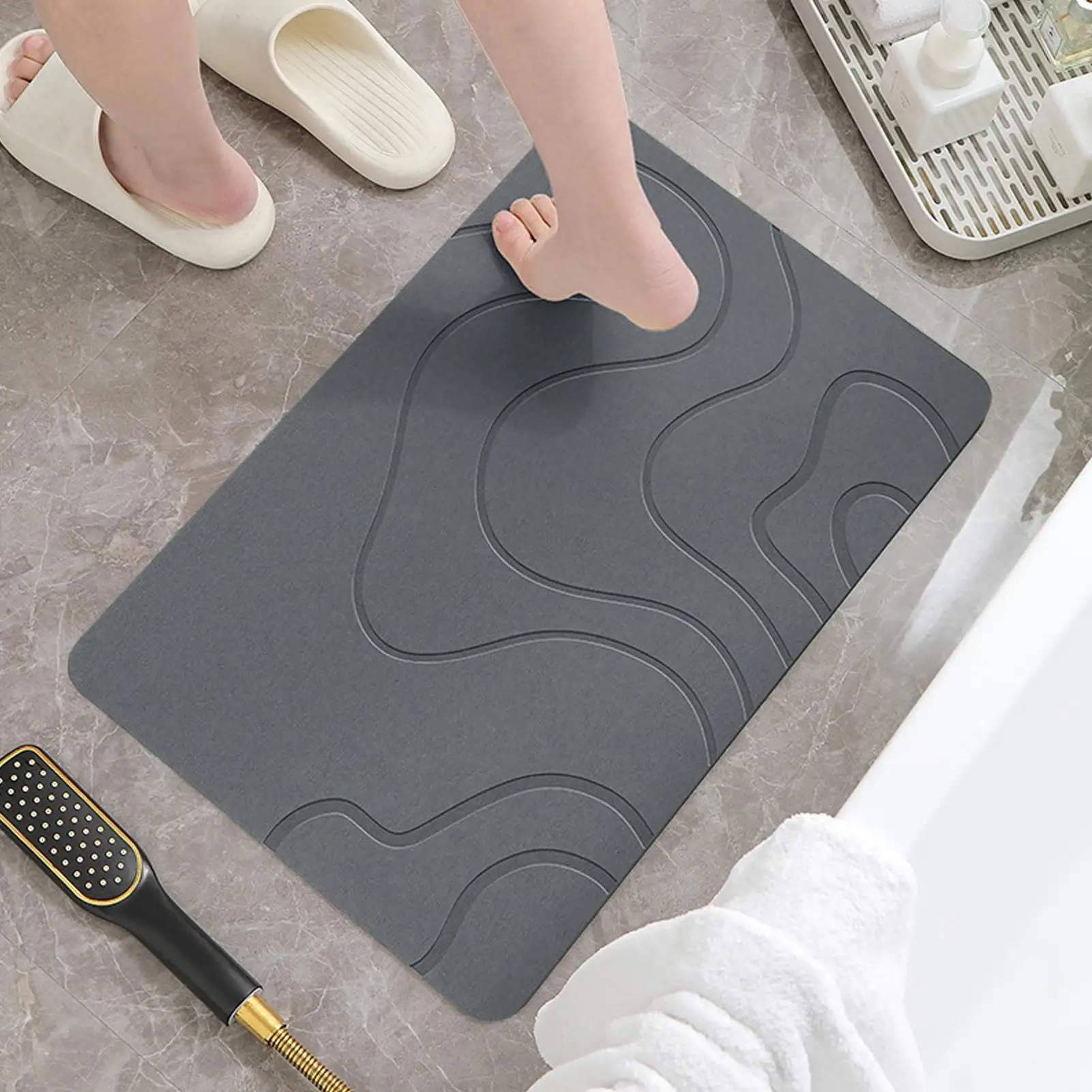 Dünne Badematte, rutschfeste Bodenmatte, Eingangsteppiche, Badezimmerteppiche für den Innenbereich, Bodenmatte, rutschfest, hohe Wasseraufnahme für das Leben