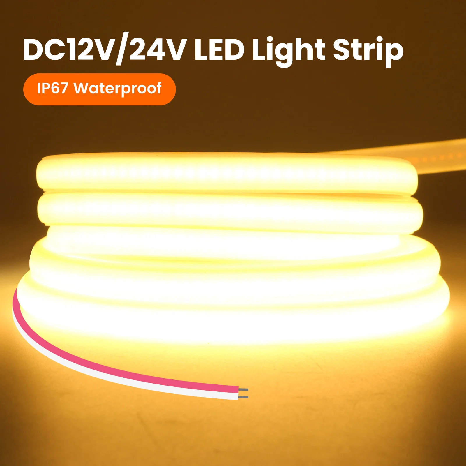 

12V 24V COB LED Strip 320LEDs/m High Density Linear Lighting Warm Natural White Waterproof Flexible Adhesive Tape for Room Decor