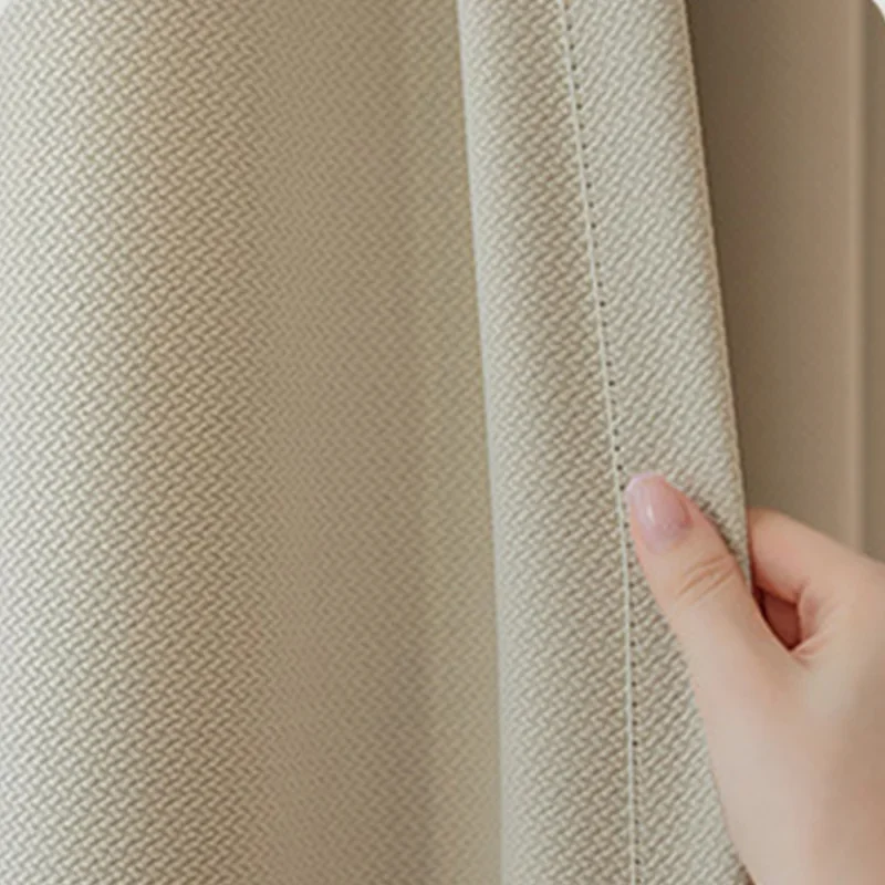 French Cream Blackout Curtains for Living Room Window Curtains Modern Thick Textured Fabric Bedroom Drapes Thermal Insulated