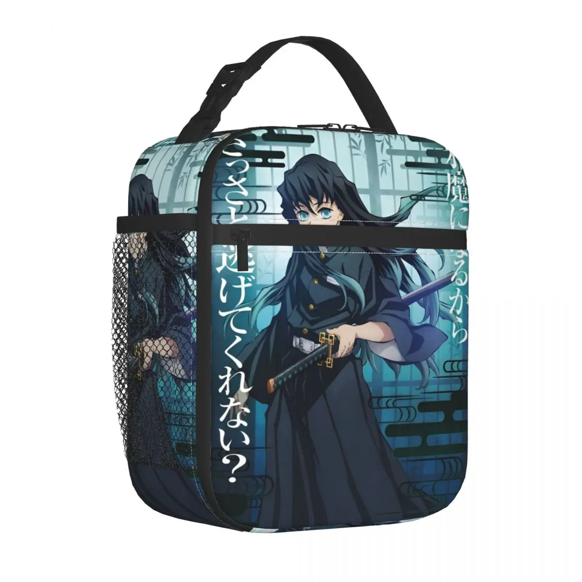 

Tokito Muichiro Insulated Lunch Bags Portable Anime Manga Demon Slayer Reusable Thermal Bag Tote Lunch Box College Bento Pouch