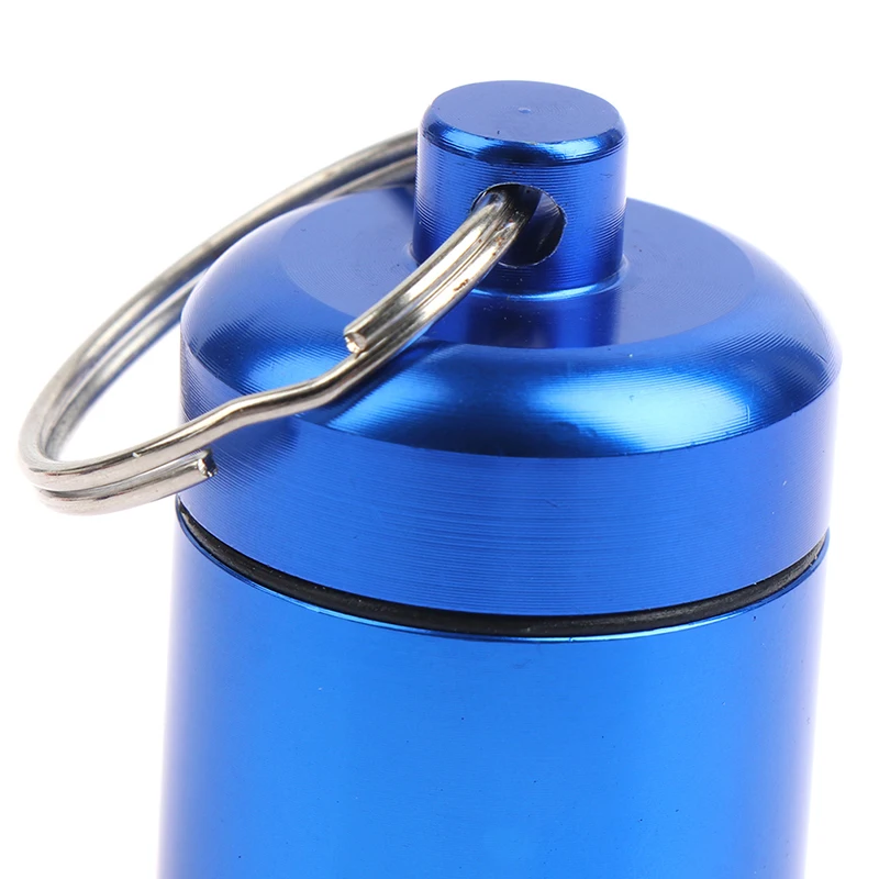 Aluminum Pill Box Case Capsule Shape Keychain Outdoor Waterproof Pocket Pill Holder Container Delicate Medicine Organizer Box1pc