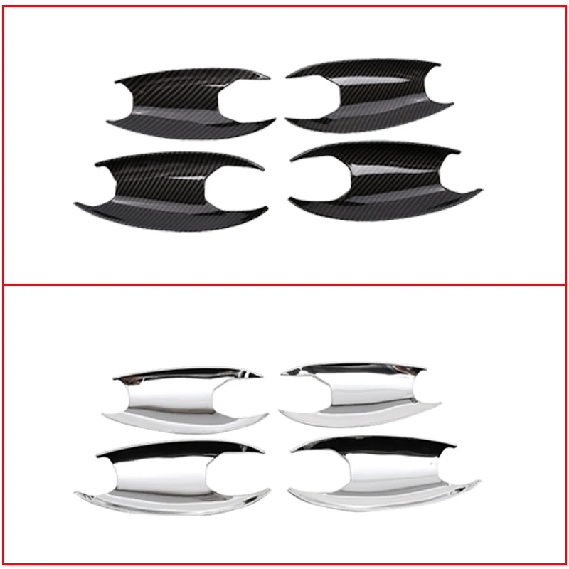 4 Pcs ABS Carbon fiber/Bright Light Car Styling Exterior Door Bowl Cover Trim For BMW New 5 Series G30 2018-2020 Car Accessories
