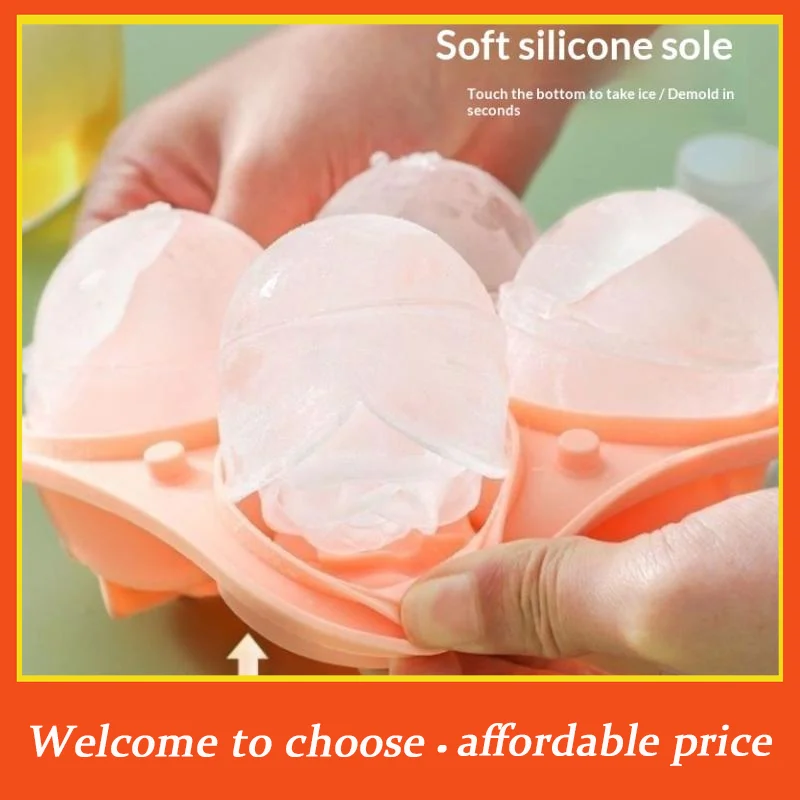{}1pcs Elegant Rose Shaped Ice Cube Mold Reusable Food Grade Silicone IceTray Ice Ball Mold For Effortless Dessert Summer Drinks