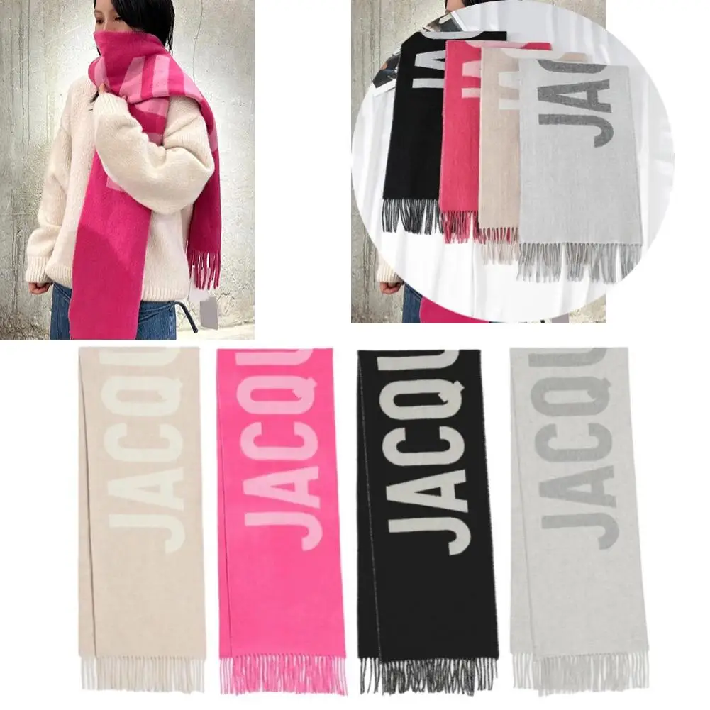 Luxury Brand Wool Scarf For Women Monogram Cashmere Pashmina Shawl Winter Female Fashion Warm Neck Scarf Women's Scarf Winter