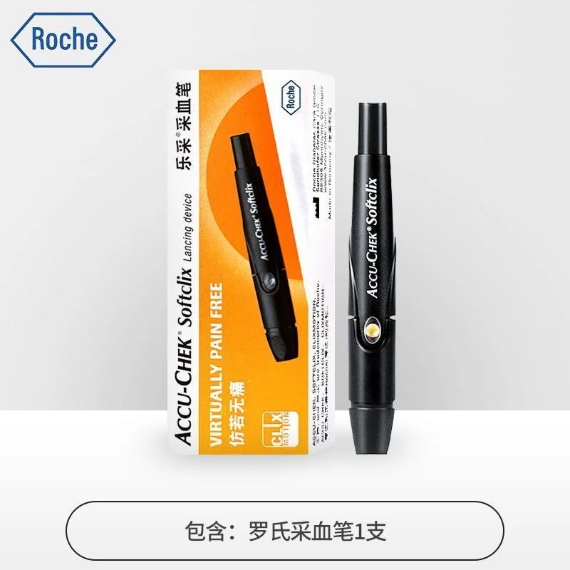 ACCU CHEK Soft clix lancing device Roche black pen virtually pain free Blood taking pen for patients with diabetes