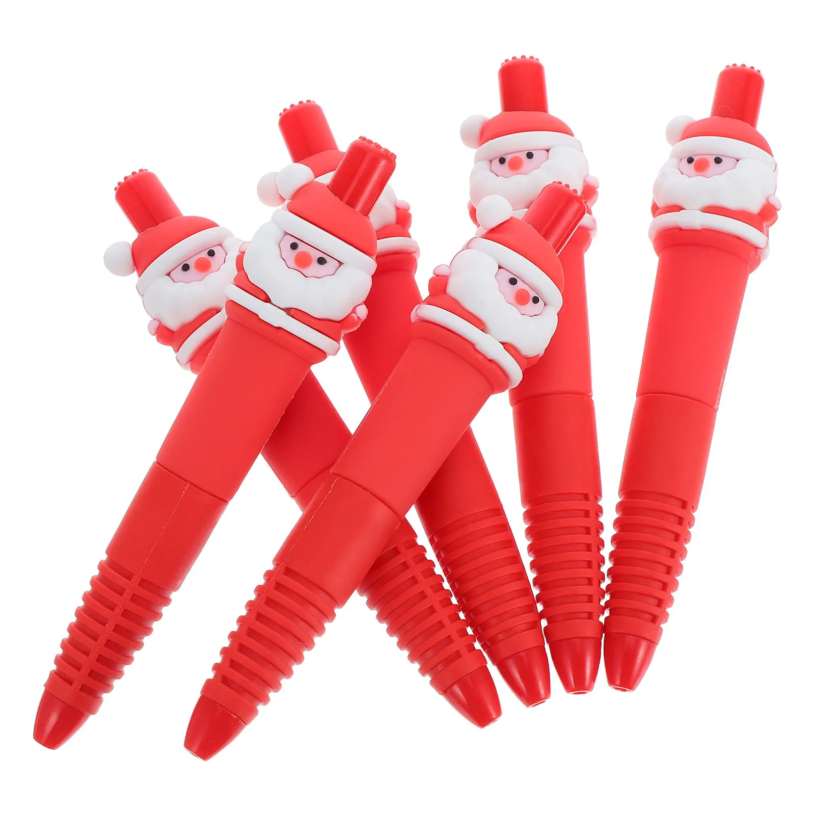 

6 шт., рождественские чернильные ручки, черные чернила, дизайн Санта-Клауса, выдвижные ручки для письма, праздничные школьные принадлежности, рождественские чулки для студентов