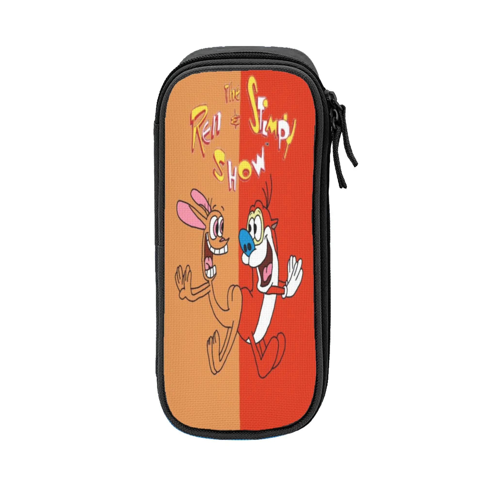  Duo Rucksack Ren & Stimpy  Pencil Cases Cute   Pen Box Bag Girl Boy Big Capacity Office Zipper Pencil Pouch