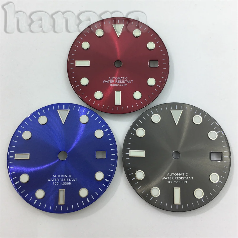 Черный и серый циферблат диаметром 29 мм подходит для механизма NH35 NH36 ETA2824 Miyota 8215 DG2813 3804 PT5000 Зеленый светящийся