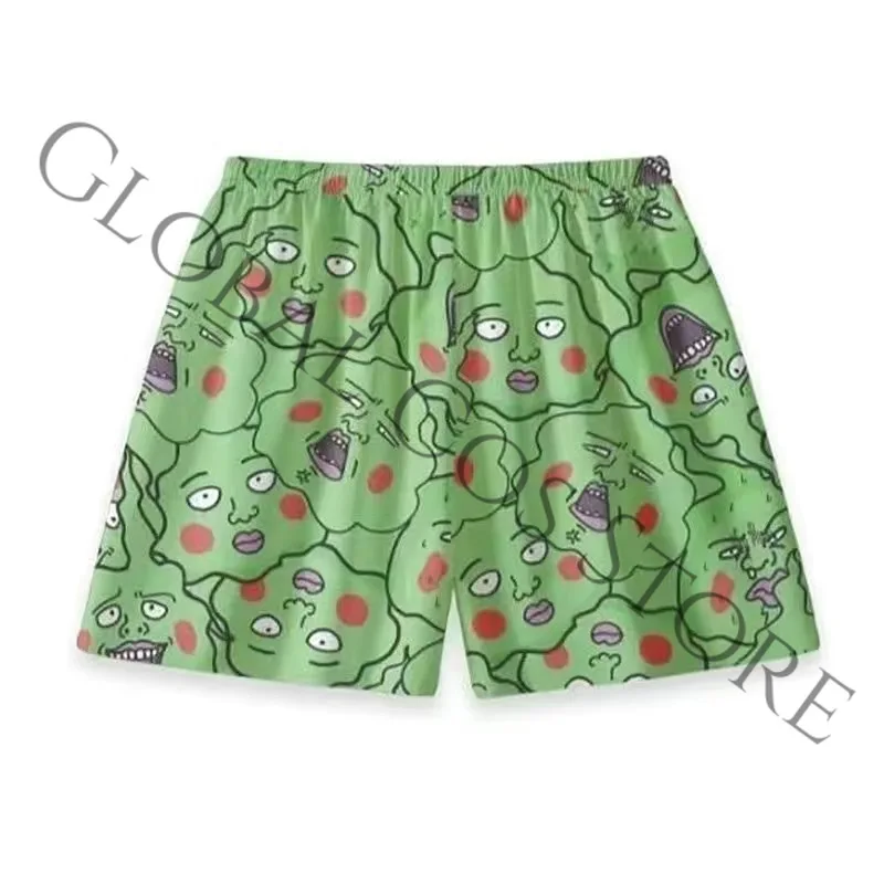 Mob Psycho 100 Ekubo Mobu Saiko Hyaku Cosplay Costume Light Green All-Over Ghost Face Print Nightgown Pajamas Short/long Pant - view 6