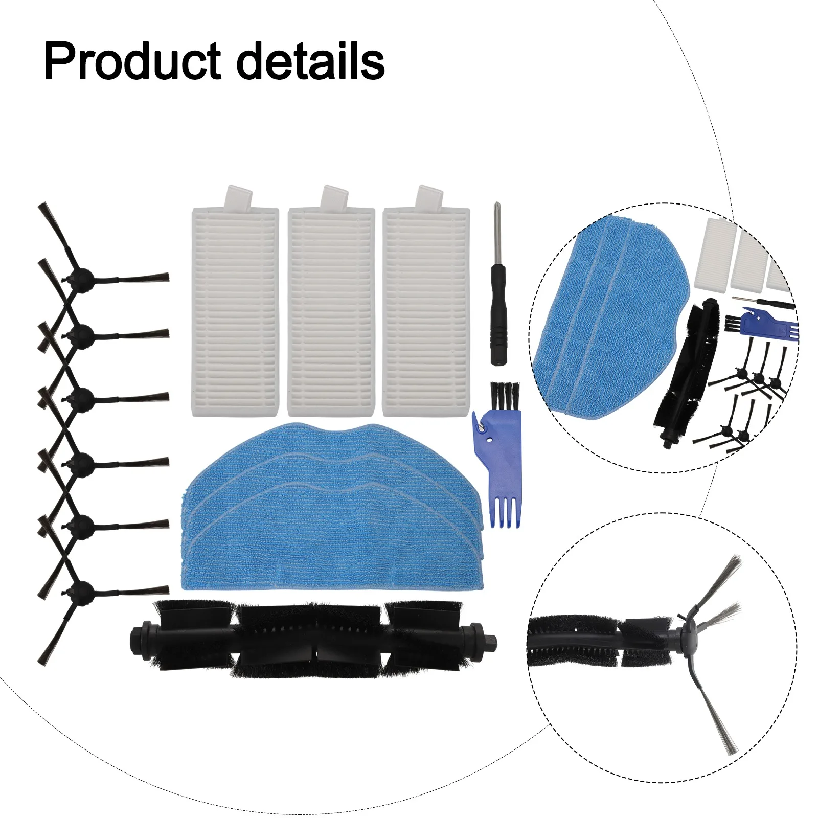 Replacement Parts Bundle for 360 For Botslab S8/S8+ and For EZVIZ RE Series Complete with Brushes Filters & Mop Pads